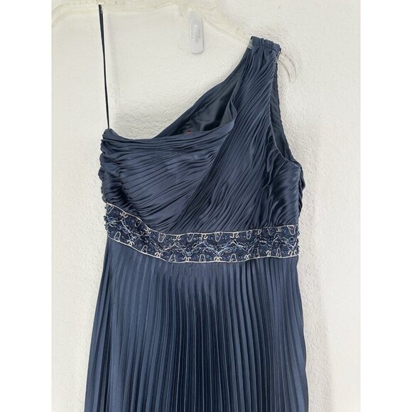 JS Collections WMN Evening Gown 8 Navy Empire Waist Pleated Whimsygoth Y2K Rare - Picture 6 of 9